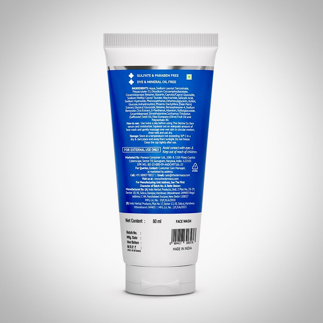 The Derma Co Sali-Cinamide Anti-Acne Face Wash | 2% Salicylic Acid + 2% Niacinamide | 100ml
