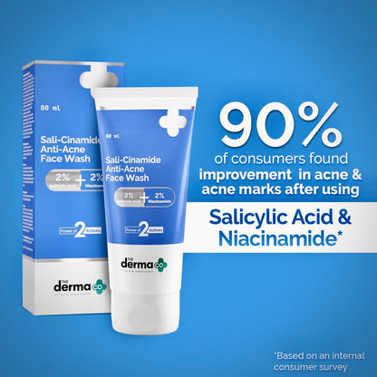 The Derma Co Sali-Cinamide Anti-Acne Face Wash | 2% Salicylic Acid + 2% Niacinamide | 100ml