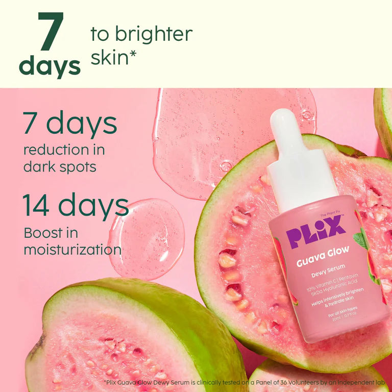 PLIX Guava Glow Brightening Skincare Combo | Vitamin C Face Serum + Juicy Cleanser | Hydrating and Glow Boosting Skin Care
