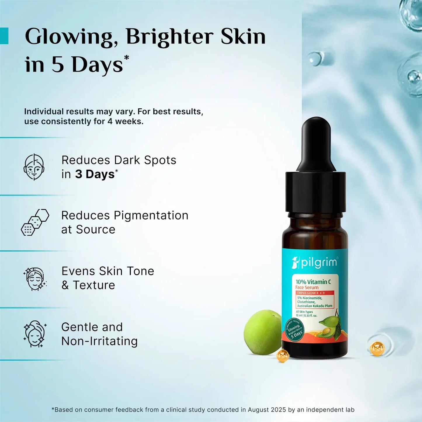 Pilgrim 10% Vitamin C Face Serum – Brightening and Glowing Skin | 100ml